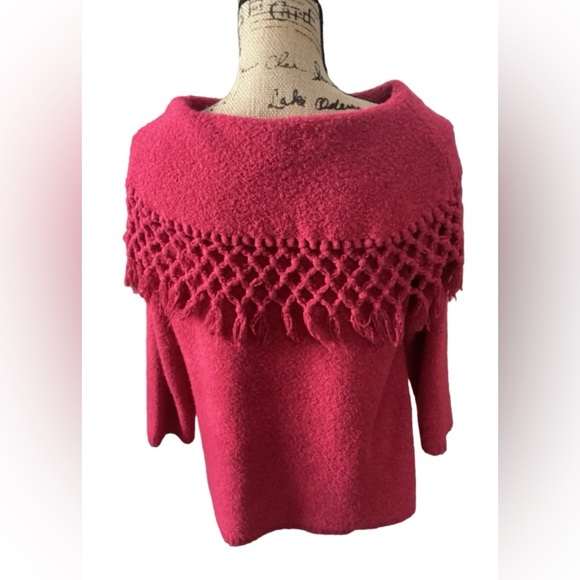 Very cute red knobby sweater, acrylic/poly blend, soft and light. - Picture 2 of 5